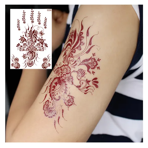 Pegatina de Tatuaje Temporal de Transferencia de Agua Impermeable Encaje Geométrico Henna Tatuaje Arte Corporal Fiesta Moda