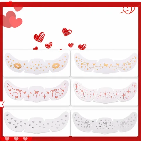 Pegatinas Temporales de Tatuaje Facial Impermeables Oro Plata Oro Rosa Pecas Corazón Estrella Mariposa Maquillaje Fiesta Festival