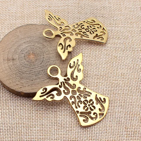Vintage Zinklegierung Hohl Engel Anhänger Floral Schnitzerei Charms DIY Handgefertigte Schmuckherstellung Zubehör Für Halskette Armband