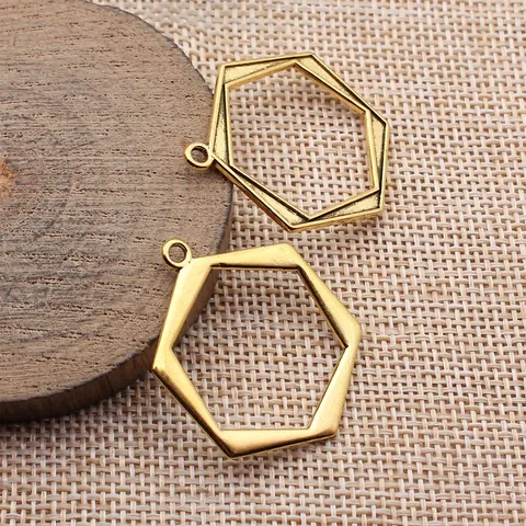Vintage Geometrische Hohl Sechseck Anhänger Charms Für DIY Schmuckherstellung Zinklegierung Galvanisiert Retro Zubehör