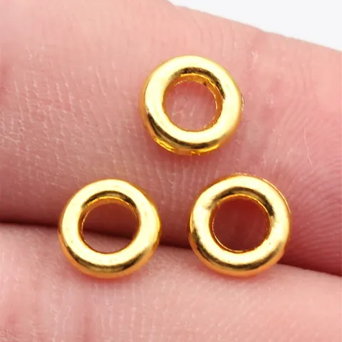 Cuentas Espaciadoras de Anillo Redondo de Aleación de Zinc Vintage para Joyería Conectores DIY Hallazgos de Joyería Espaciadores de Metal