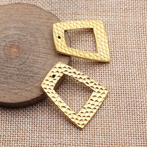 Vintage Hohl Hammerschlag Trapez Geometrisch Anhänger Legierung DIY Schmuckzubehör Für Ohrringe Halsketten Handwerk