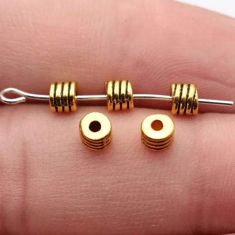 Vintage Zinc Alloy Threaded Round Spacer Beads Retro Electroplated Circular Grooved Loose Small Hole Beads For DIY Jewelry Making Crafts