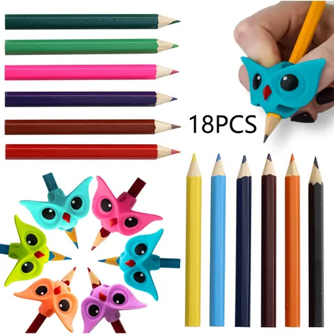 Kids Silicone Pen Grip Corrector Colored Pencils Drawing Tool Kit Cute Animal Design Writing Posture Correction Stationery