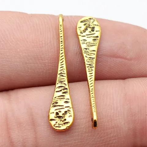 Colgantes de Lágrima Larga de Aleación Martillada Vintage Accesorios de Joyería DIY Amuletos de Gota de Agua Para Hacer Pendientes y Collares Artesanales Mujer Oro Antiguo