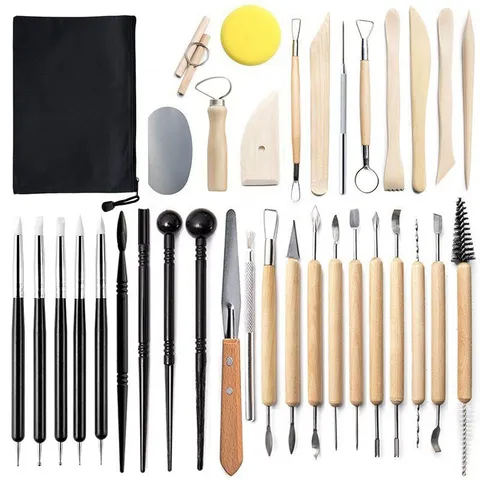 Pottery Clay Sculpting Tools Set Wooden Carving Knives Silicone Pens DIY Modeling Kit For Art Craft