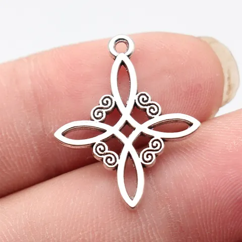 Dije Colgante Hueco de Nudo Celta Estrella Cruz Plata Antigua Aleación de Zinc Galvanizado Vintage para Joyería DIY