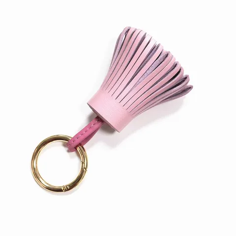 Cute Genuine Sheepskin Leather Tassel Bag Charm Dual Color Fringe Handbag Pendant Car Keychain Hanging Ornament For Women Men Accessories