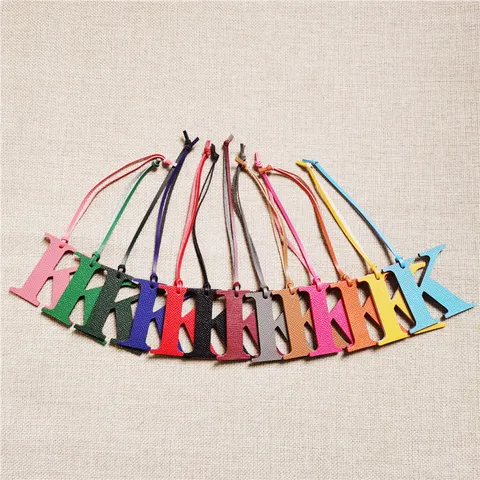 Personalized Epsom Leather K Letter Bag Charm Hollow Design Keychain Women Bag Accessory Exquisite Cowhide Letter Keychain Gift