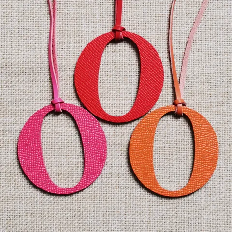 Genuine Leather Letter O Bag Charm Solid Color Handbag Pendant Decorative Lanyard For Women Purse Accessorie