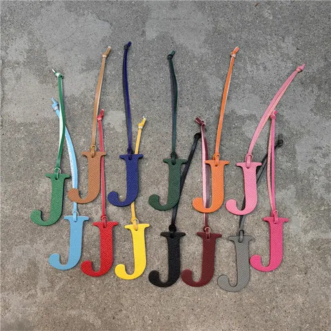 Genuine Cowhide Leather Letter J Bag Charm Capital Alphabet Handbag Pendant Car Decor Keychain Accessories For Women Men