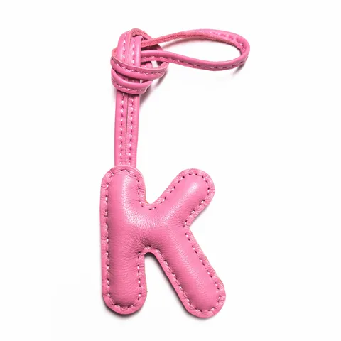 Handgefertigter Schafsleder Buchstabe K Taschenanhänger Mit Blumendruck Satin Schal Seil Schlüsselanhänger Für Damen Handtaschen Zubehör