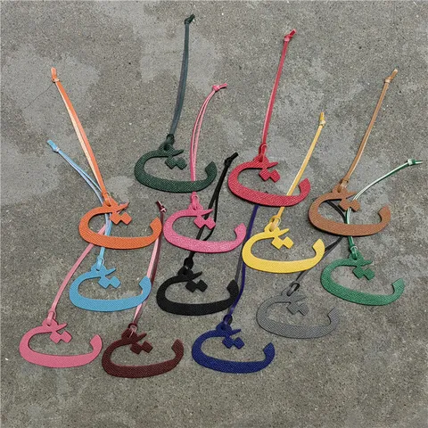 Genuine Leather Arabic Letter Bag Charm Pendant For Women Handbag Accessories Cowhide Alphabet Bag Decoration Keychain