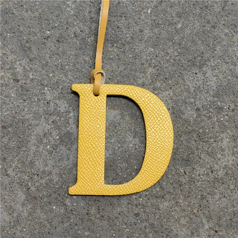 Luxurious Cowhide Leather Capital Letter D Bag Charm Lychee Pattern Purse Pendant With Strap Women Fashion Bag Accessories