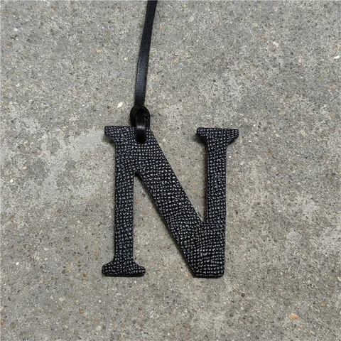 Fashion Embossed Cowhide Leather Capital Letter N Bag Charm Keychain Strap Ornament Decoration Accessory For Handbag Tote Backpack Unisex
