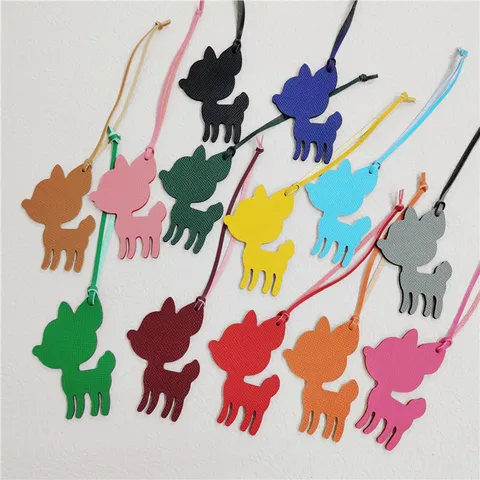 Cute Genuine Leather Deer Bag Charm Creative Animal Keychain Pendant For Women Handbag Decorative Accessory