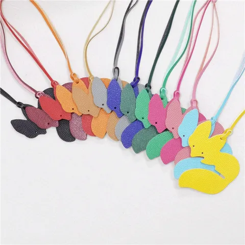 Fashion Genuine Cowhide Leather Fox Bag Charm Cute Animal Shape Embossed Pendant Keychain Decoration Accessory For Handbag Women Backpack