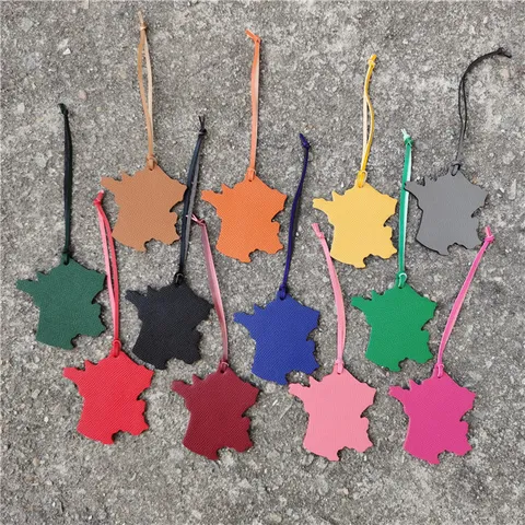 France Map Leather Bag Charm Embossed Cowhide Keychain For Women Handbag Accessories Car Hanging Ornament Gift