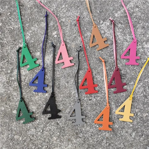 Minimalist Genuine Cowhide Leather Number Four Bag Charm Creative Lucky Pendant Handmade Microfiber Strap Backpack Decoration Ornament Accessory For Unisex Daily Travel