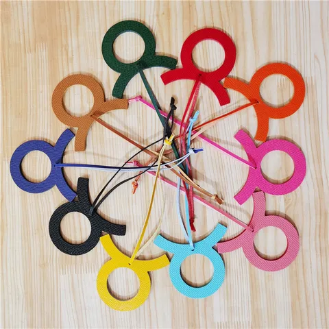 Genuine Leather Taurus Zodiac Sign Three Dimensional Bag Charm Cowhide Handmade Constellation Symbol Cute Pendant Keyring Ornament For Women Purse Accessory