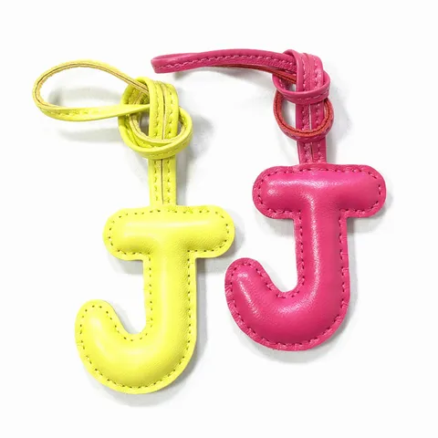 Leather Letter J Bag Charm Name Initial Keychain Pendant Handmade Sheepskin Car Interior Accessory Ornament For Women