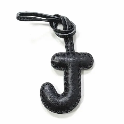 Leather Letter J Bag Charm Name Initial Keychain Pendant Handmade Sheepskin Car Interior Accessory Ornament For Women