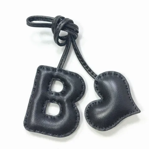 Handmade Stitched Genuine Leather Letter B And Heart Bag Charm Keychain For Women Car Accessory Ornament Pendant