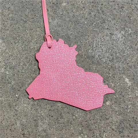 Iraq Map Shape Genuine Leather Bag Pendant Cowhide National Map Keychain For Handbag Backpack Decoration Accessory