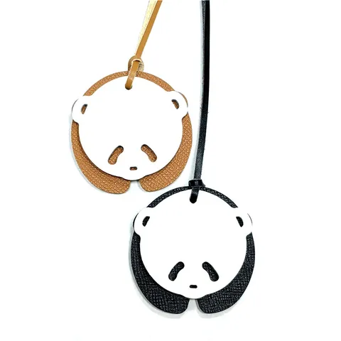 Mignon Charme de Sac en Cuir Véritable de Panda Dessin Animé Mini Décoration de Porte Monnaie en Forme d'Animal Porte Clés Pour Accessoires de Sac à Main Femme