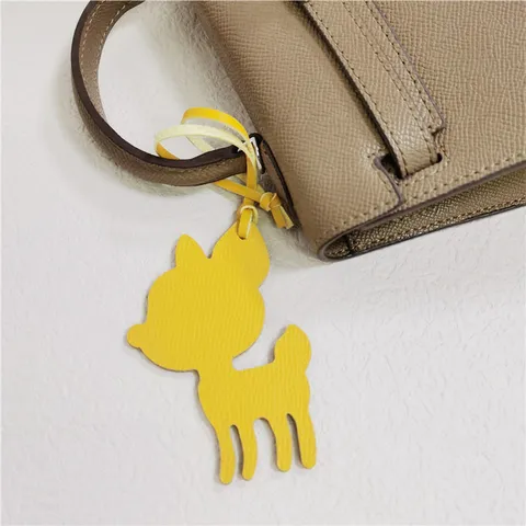 Cute Genuine Leather Deer Bag Charm Creative Animal Keychain Pendant For Women Handbag Decorative Accessory