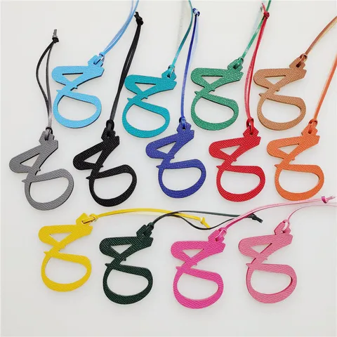 Genuine Leather Arabic Alphabet Letter Bag Charm Hollow Leather Backpack Purse Decoration Accessories Car Hanging Ornament For Women