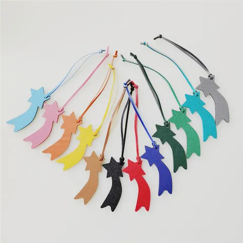 Echt Rundleer Ster Tas Hanger Voor Vrouwen Mode Vallende Ster Tas Hanger Lederen Sleutelhanger Decoratieve Tas Accessoires
