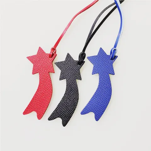 Echt Rundleer Ster Tas Hanger Voor Vrouwen Mode Vallende Ster Tas Hanger Lederen Sleutelhanger Decoratieve Tas Accessoires