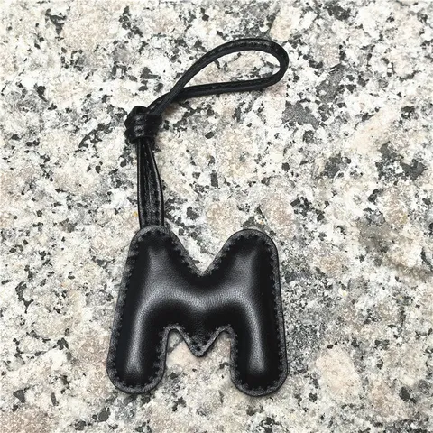 Handmade Sheepskin Leather Alphabet Bag Charm Initial Letter Keychain For Women Car Accessory Decoration Cute Bag Pendant Gift