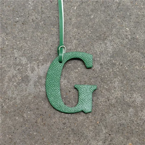 Genuine Leather Capital Letter G Bag Charm Litchi Pattern Embossed Purse Hanging Ornament Pendant With Strap Decoration Accessorie For Keychain Women Bags