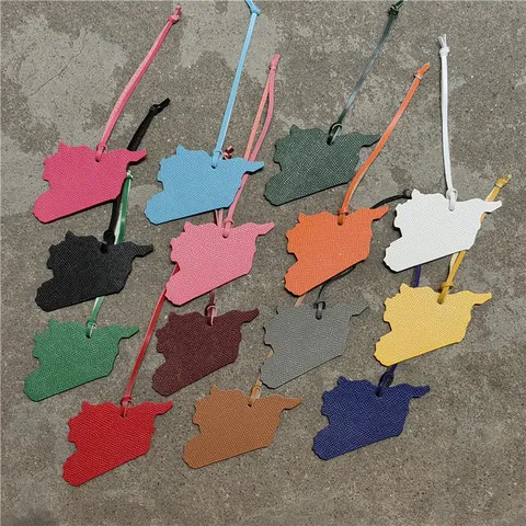 Syria Map Pattern Leather Bag Charm Real Cowhide Keychain For Women Handbag Car Hanging Decoration Gift Accessory