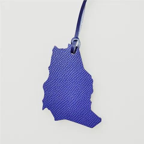Saudi Arabia Map Genuine Leather Bag Charm Litchi Pattern Cowhide Car Pendant Women Creative Geographic Shape Keychain Decoration