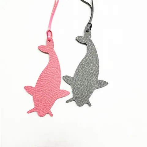 Handmade Cowhide Leather Whale Bag Charm Women Animal Pendant Keyring Purse Decoration Car Interior Accessory Gift