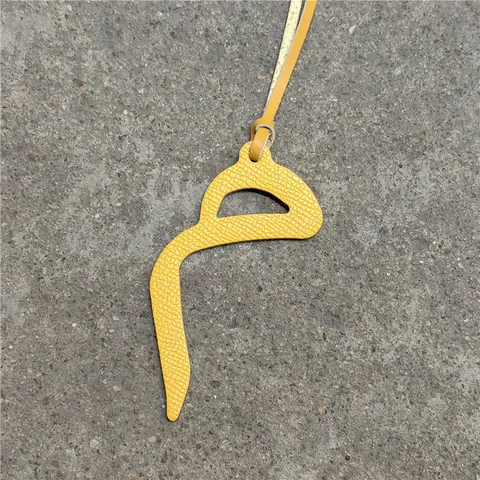Genuine Cowhide Leather Letter Bag Charm Arabic M Alphabet Purse Accessory Car Hanging Decor For Women Fashion Handbag Keychain