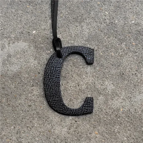 Genuine Cowhide Leather Big Capital Letter C Bag Charm Litchi Grain Leather Handbag Hanging Accessory Personalized Purse Charm