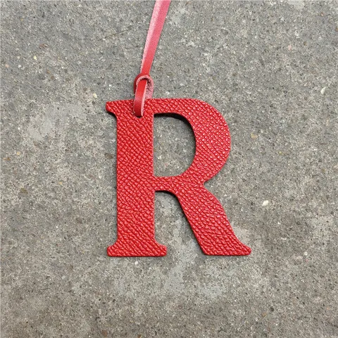 Cowhide Leather Capital Letter R Bag Charm Pendant Fashion Keychain For Women Handbag Accessories Luxury Style Letter Ornament