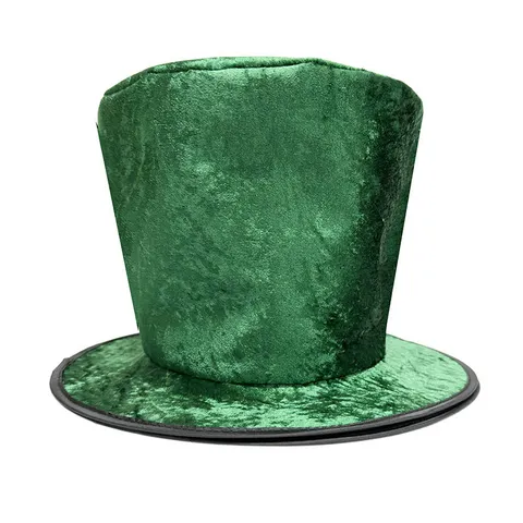 St Patrick's Day Green Top Hat With Orange Ribbon Flannel High Hat For Leprechaun Costume Party Decorations Festive Headwear