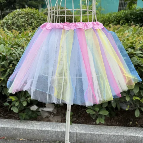 Girls Unicorn Costume Set Rainbow Gradient Wings And Tutu Skirt With Headband Printed Mesh Performance Clothing For Birthday Party Halloween
