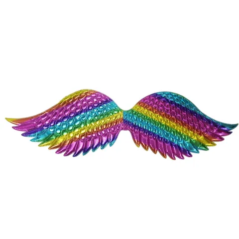 Alas de Ángel Holográficas Idiscentes para Niños Accesorios de Disfraces Cosido Ultrasonidos Relieve Pluma Golondrina Alas de Hada para Fiesta Halloween Navidad