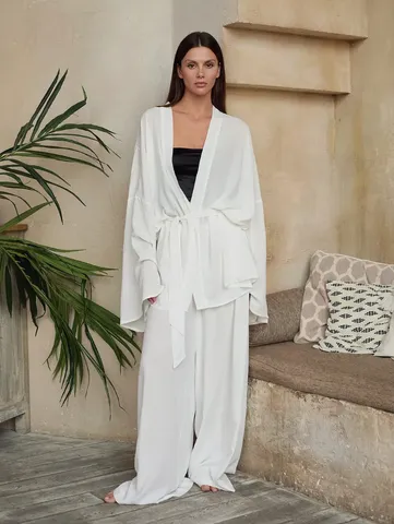 Women Casual Long Sleeve Cardigan And Long Pants Top And Bottom Solid Color Elegant Loungewear