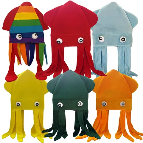 Funny Velvet Octopus Squid Party Hat Colorful Novelty Costume Hat With Tentacles For Masquerade Dance Performance Adults Unisex