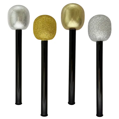 Kunststoff Mikrofon Requisite Spielzeug Handmikrofon Für Kinder Bühnenauftritt Party Kostüm Zubehör Gold Silber