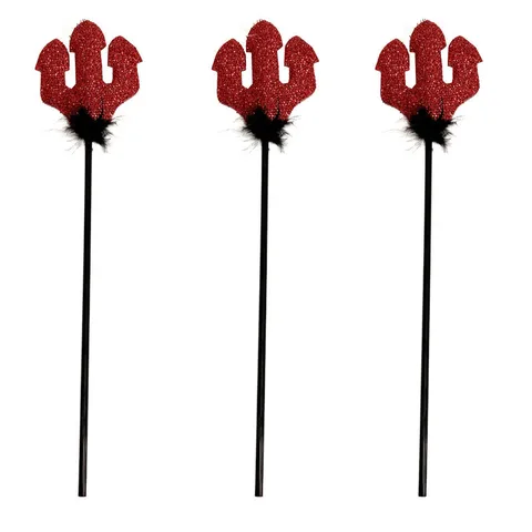 Tridente del Diavolo di Halloween Scettro Bacchetta Magica In Plastica Con Piume Nere Per Festa In Maschera Accessori