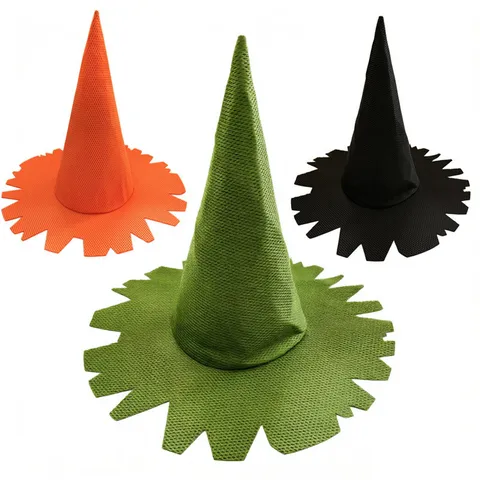 Halloween Retro Witch Hat For Women Pointed Wizard Hat Masquerade Party Cosplay Props Jagged Brim Mesh Polyester Witch Hat