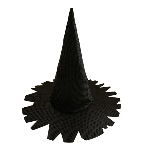 Halloween Retro Witch Hat For Women Pointed Wizard Hat Masquerade Party Cosplay Props Jagged Brim Mesh Polyester Witch Hat